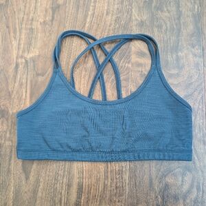 Beyond Yoga L Teal Sports Bra Women's Strappy Blue Yoga Bralette Large